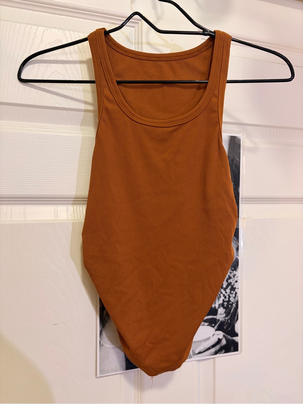 SHEIN Women’s Ribbed Tank Top in Rust Orange